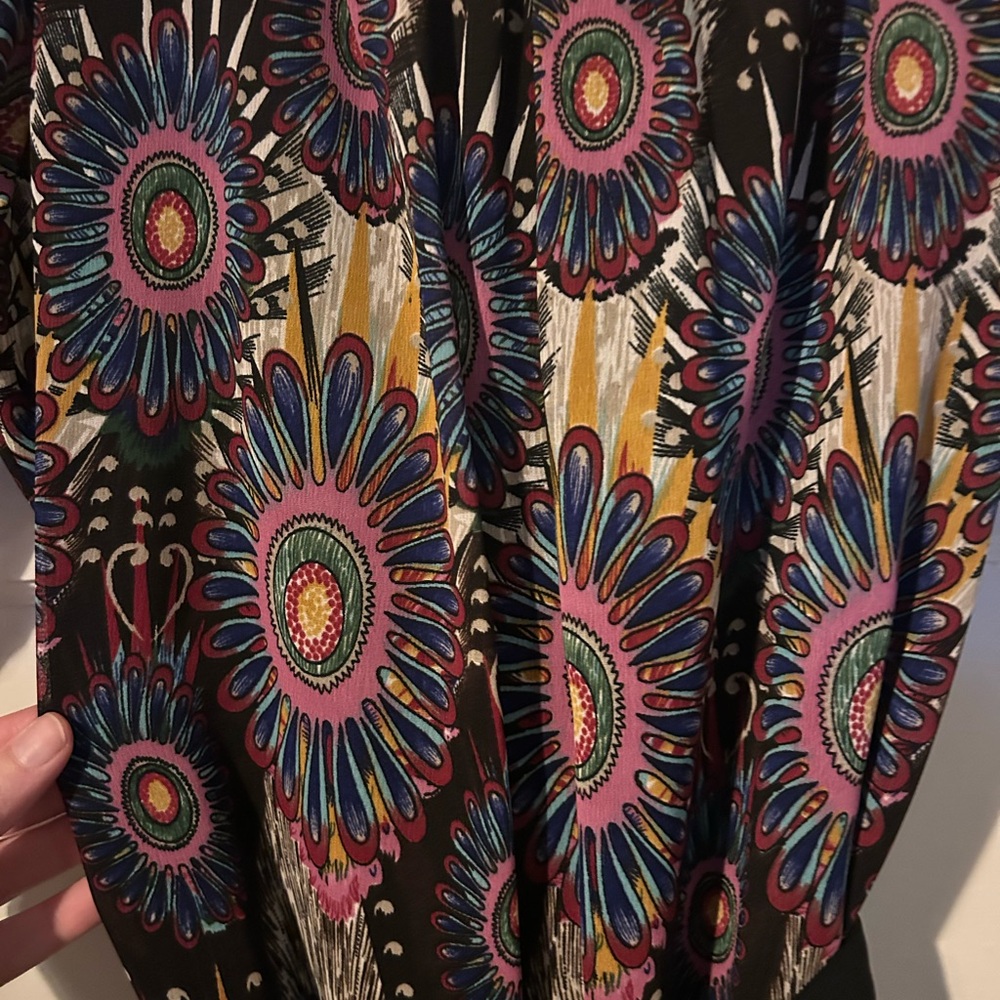 Multi-Colored, Patterned Mini Dress With Waist Tie - image 3